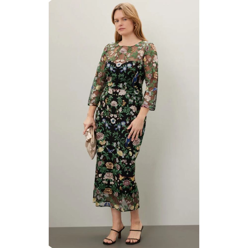 Marchesa Notte Floral Mesh Cocktail Dress Size 14